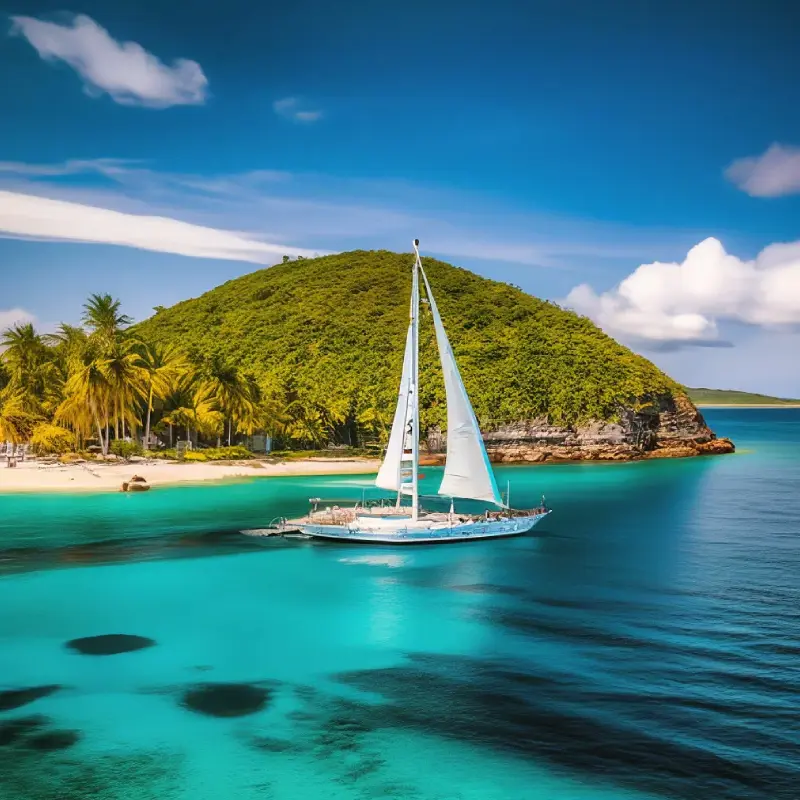 Yacht entlang einer Inselküste
